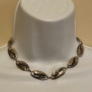 Vintage Jewelart Sterling Silver Modernist Abstract Necklace
